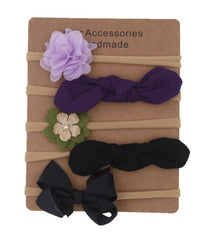 Nylon Elastic Baby Headband Solid Knot Flower Fabric