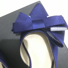 Spring and summer women's shoes Korean silk satin Pointed bow tie slippers