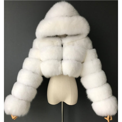 High Quality Furry Cropped Faux Fur Coats and Jackets for Women