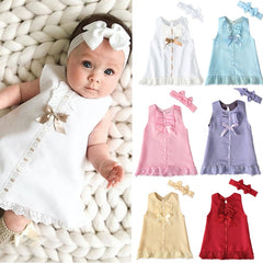 Newborn Baby Cute Bow Sleeveless Princess Dresses