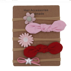 Nylon Elastic Baby Headband Solid Knot Flower Fabric