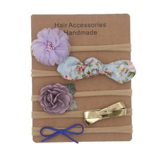 Nylon Elastic Baby Headband Solid Knot Flower Fabric