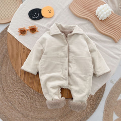 Baby Rompers Corduroy Jumpsuits Fur Lining Girls Clothes Fleece Outerwear