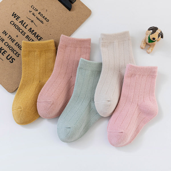 5 Pairs of Autumn Winter Cotton Striped Socks