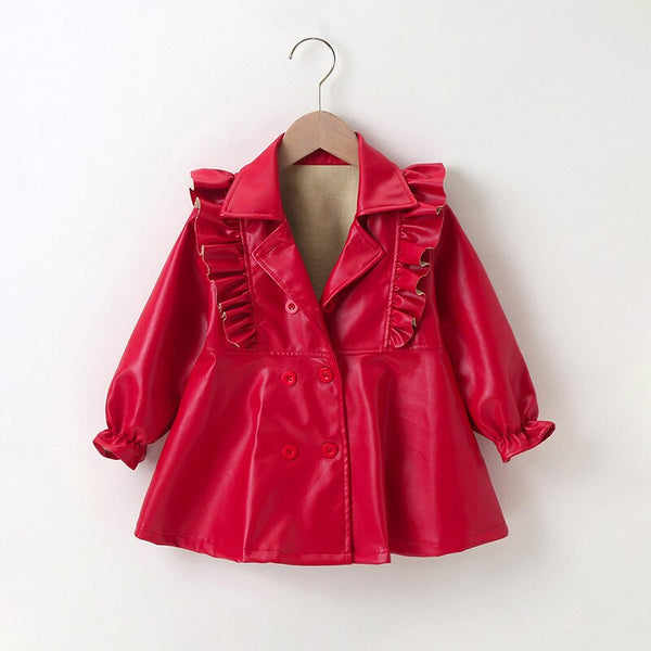 3-7 Year Girls Leather Dresses Button