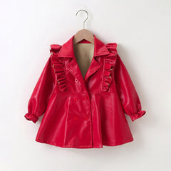 3-7 Year Girls Leather Dresses Button