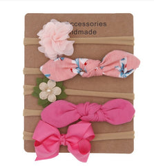 Nylon Elastic Baby Headband Solid Knot Flower Fabric