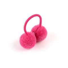 14pcs of 1.4" Small Solid Double Fur Ball With Elastic Rope Handmade Hair Band For Kids Girls