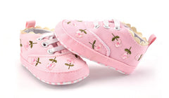 Baby Girl Shoes with White Lace Floral Embroidered Soft Shoes