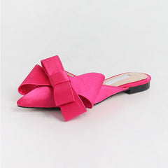 Spring and summer women's shoes Korean silk satin Pointed bow tie slippers