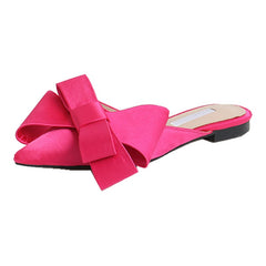 Spring and summer women's shoes Korean silk satin Pointed bow tie slippers