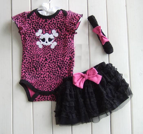 Skull design Summer Infant Kids Girls Clothing Sets