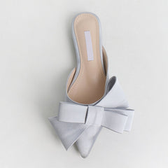 Spring and summer women's shoes Korean silk satin Pointed bow tie slippers