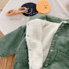 Baby Rompers Corduroy Jumpsuits Fur Lining Girls Clothes Fleece Outerwear