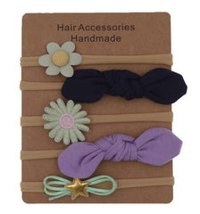 Nylon Elastic Baby Headband Solid Knot Flower Fabric