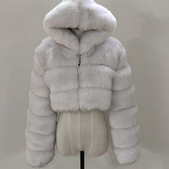 High Quality Furry Cropped Faux Fur Coats and Jackets for Women