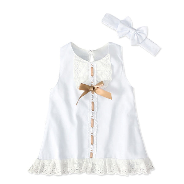 Newborn Baby Cute Bow Sleeveless Princess Dresses