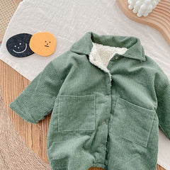 Baby Rompers Corduroy Jumpsuits Fur Lining Girls Clothes Fleece Outerwear