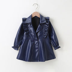 3-7 Year Girls Leather Dresses Button