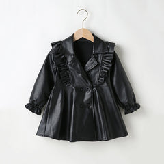 3-7 Year Girls Leather Dresses Button