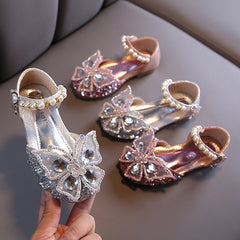 Fashion Girls Sequin Lace Bow Kids Shoes