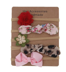 Nylon Elastic Baby Headband Solid Knot Flower Fabric