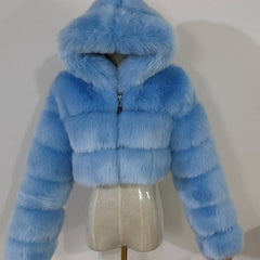 High Quality Furry Cropped Faux Fur Coats and Jackets for Women