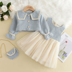 Winter Wool Coats And Skirts Kids Clothing Sets