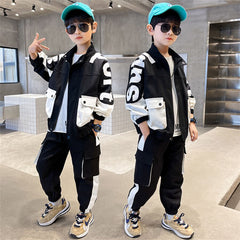 Fashion Boys Clothing Spring Autumn Patchwork Long Sleeve Sets