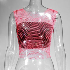 Sexy See Through Fishnet Tank  Crop Tops for Women