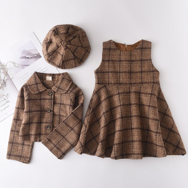 Winter Wool Coats And Skirts Kids Clothing Sets