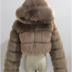 High Quality Furry Cropped Faux Fur Coats and Jackets for Women