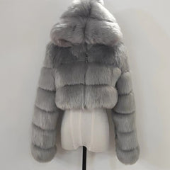 High Quality Furry Cropped Faux Fur Coats and Jackets for Women