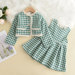 Winter Wool Coats And Skirts Kids Clothing Sets