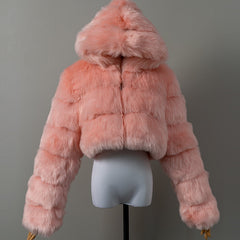 High Quality Furry Cropped Faux Fur Coats and Jackets for Women