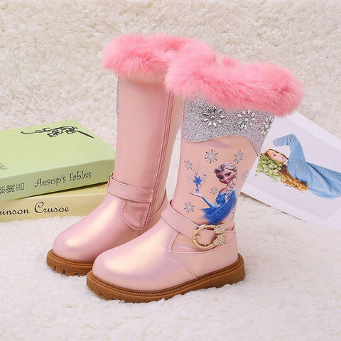 Disney Frozen Girls' Boots Autumn Winter Princess Elsa Warm Boots