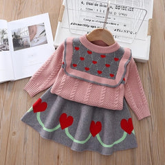 kids coat winter sweater+bow tie Tulle dress