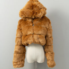 High Quality Furry Cropped Faux Fur Coats and Jackets for Women