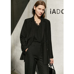 Amii Minimalism Spring Office Lady Blazer Women Lace V-neck