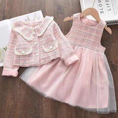 Winter Wool Coats And Skirts Kids Clothing Sets