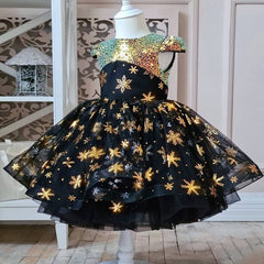 Shiny Princess Dress for Costume Girl Birthday Party Gown