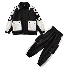 Fashion Boys Clothing Spring Autumn Patchwork Long Sleeve Sets