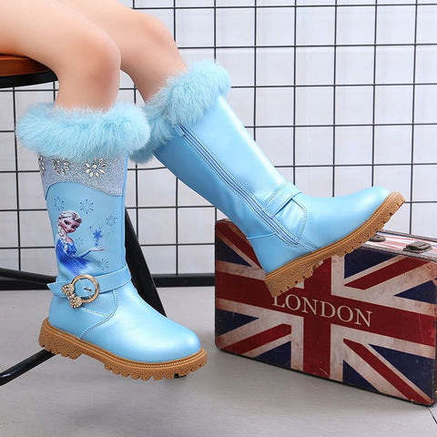 Disney Frozen Girls' Boots Autumn Winter Princess Elsa Warm Boots