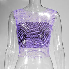 Sexy See Through Fishnet Tank  Crop Tops for Women