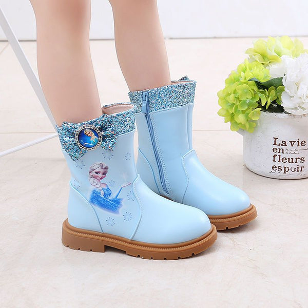 Disney Frozen Girls' Boots Autumn Winter Princess Elsa Warm Boots