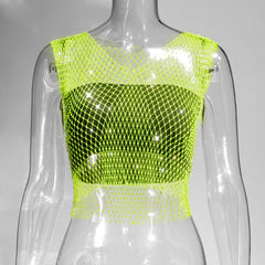 Sexy See Through Fishnet Tank  Crop Tops for Women