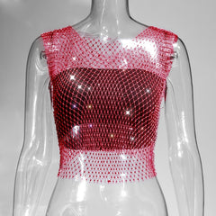 Sexy See Through Fishnet Tank  Crop Tops for Women