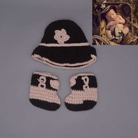 Newborn photography props west cowboy crochet baby clothes