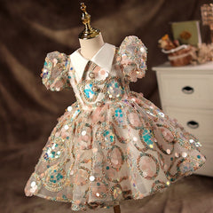 New Flower Girls kids Turkish Sequin Ball Vintage Gowns