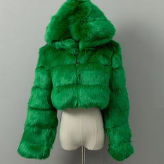 High Quality Furry Cropped Faux Fur Coats and Jackets for Women